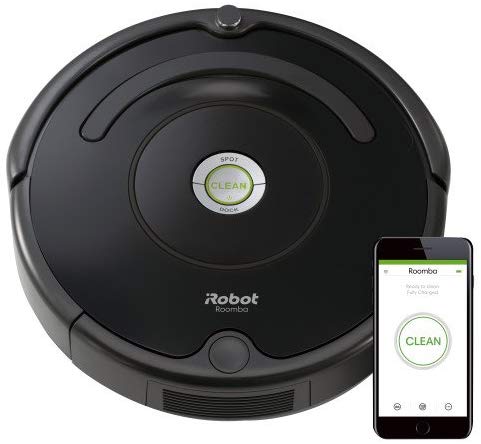 iRobot roomba 675 with simulated app on smartphone